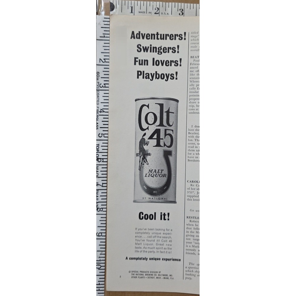 Vintage 1964 + 1968 Colt 45 Malt Liquor Ad Unique Experience Print